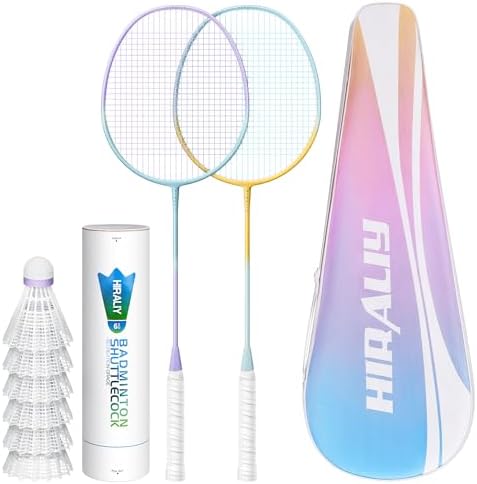 HIRALIY Badminton Rackets Includ 2/4 Rackets, 6/12 Birdies, 1 Carrying Bag