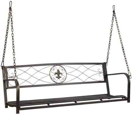 VINGLI Heavy Duty Metal Porch Swing, 660 LBS Outdoor Swing Bench, Curved