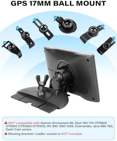 APPS2Car CD Slot GPS Mount for Car, Compatible with 17mm Ball GPS Devices | Replacement GPS Car Mount with Screw-Lock CD Slot Base