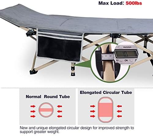 REDCAMP Oversized Camping Cots for Adults 500lbs, 33.5'' Extra Wide Tall Sleeping Cots Heavy Duty, XL Cots Portable for Outdoor Indoor Office