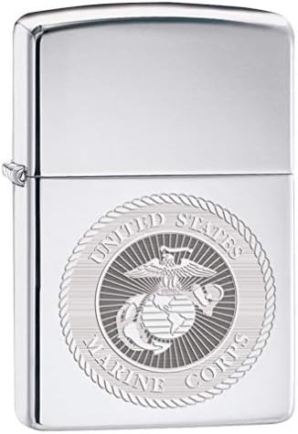 Zippo Lighter: USMC Marine Corps Engraved Seal - High Polish Chrome 80154