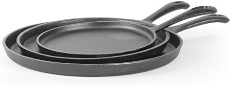 Commercial CHEF 10.5-Inch Cast Iron Round Griddle, Pre-Seasoned, CHFL911