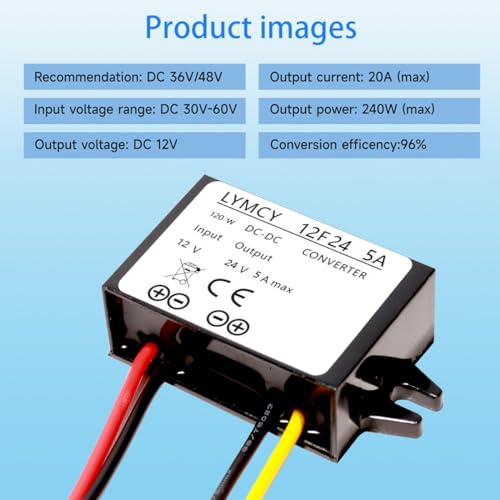 DC Boost Converter 12V to 24V Converter 5A 120W Step Up Converter Voltage，Waterproof Power Supply Module Boost Transformer for Car Truck Vehicle