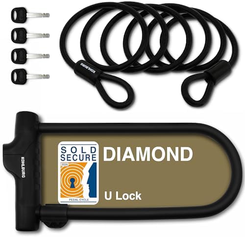 KOHLBURG Highest Security U Lock [Sold Secure Diamond] Bike Lock, 4 Keys
