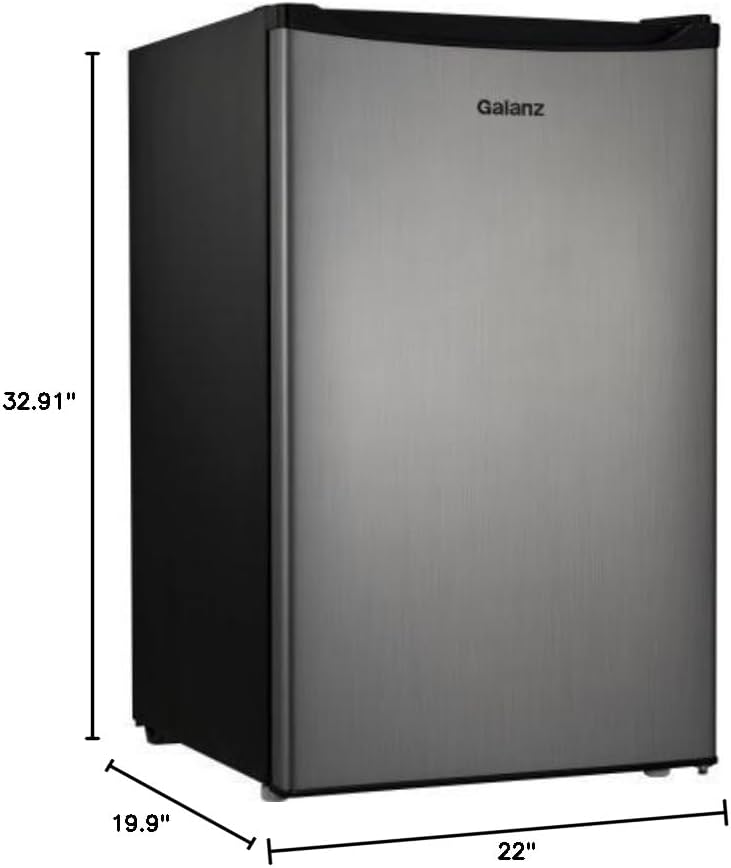 Galanz 4.3 cu ft Compact Single-Door Refrigerator, (Stainless Steel)