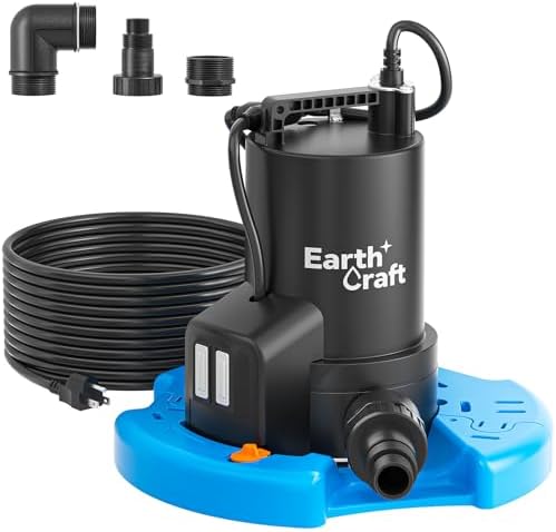 1/4 HP Pool Cover Pump, Automatic On/Off 2774 GPH Submersible Water Pump with 25FT Power Cord, Check Valve & Hose Adapters for Swimming Pools