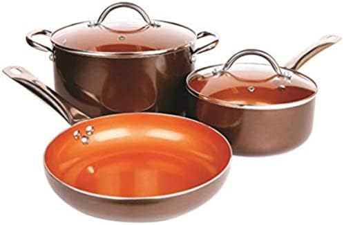 Copper Pan 10-Piece Set Luxury Induction Cookware Set Non-stick