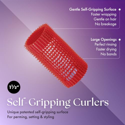 Olivia Garden Jet Set EZ Grip Self-Gripping Curlers - Hair Rollers for Setting or Perming - Style Curls and Waves
