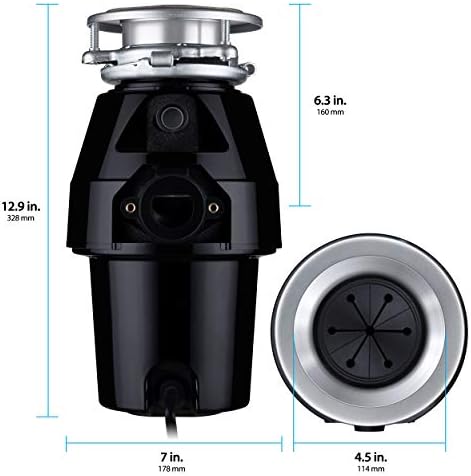 Eco Logic 1/3 HP Garbage Disposal, Universal 3-Bolt Mount, Power Cord