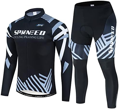 Men's Cycling Cothing Sets Long Sleeved Bicycle Jersey and Pants Kits Road Bike Cyclist Wear
