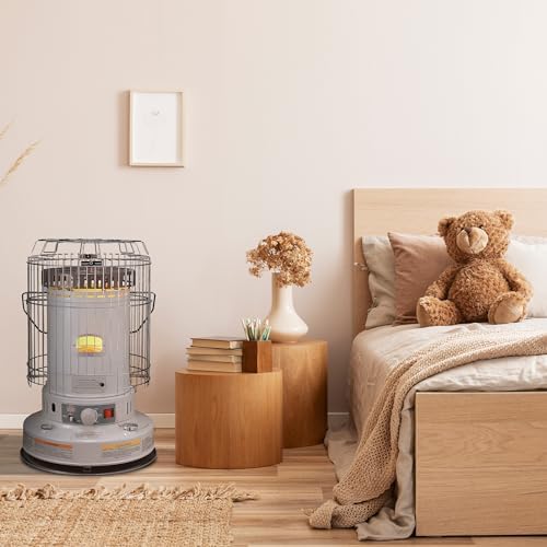 Comfort Glow Indoor Kerosene Convection Heater, 23, 800 BTUs, Grey - KW-24J | Heater for Winter Emergencies, 360 Degree Heating Radius, Heats up to 1