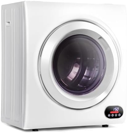 Euhomy Compact Laundry Dryer, 3.5 cu ft Front Load Stainless Steel Clothes Dryers With Exhaust Pipe, 1500W