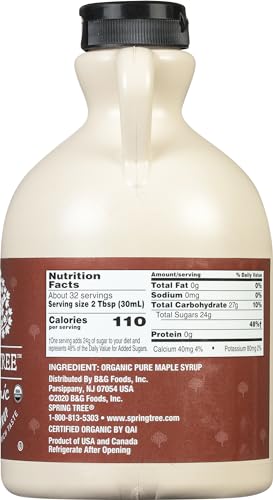 Spring Tree 100% Pure Organic Maple Syrup, 32 Ounce