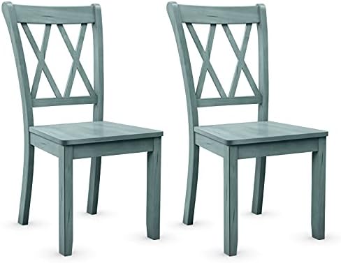 Giantex Set of 2 Dining Chairs, Rubber Wood Dining Room Chair, Farmhouse Dining Side Chairs, Max Load 400 Lbs, Wooden Kitchen Chairs for Home Kitchen