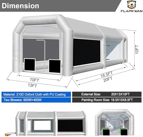 28X15X10FT Inflatable Spray Paint Booth Tent with Upgrade High-Power Blowers 950W+950W