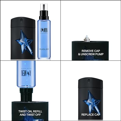 Mugler A*Men Eau de Toilette - Long Lasting Woody Ambery Cologne for Men | Fragrance with Patchouli, Coffee Extract & Lavender - Long Lasting Masculine Gourmand Scent for Date Night