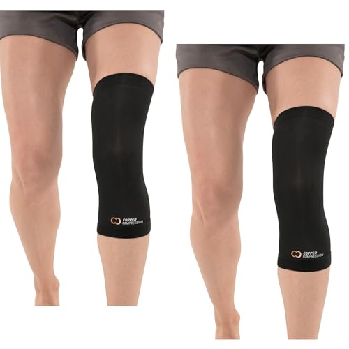 Copper Compression Knee Sleeve - Copper Infused Knee Stabilizer Support Brace for Meniscus Tear, ACL, MCL, Arthritis, Joint Pain Relief, Running, Sports, Hiking - Men & Women - Fits Right/Left - L