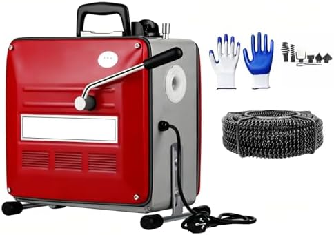 Drain Cleaner Machine, 90Ft Electric Drain Drill (74 'x 5/8 "and 16' x 3/8"), 400W 3-wire electric, portable design, comes with 6 knife heads