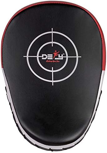 DEFY MMA Muay Thai Boxing Focus Mitts – Premium Leather Hook & Jab Punching Pads - Curved Focus Mitts for Strike & Kick Training Shield