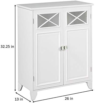 Teamson Home Florence 26 in. x 32 in. 2-Door Freestanding Wooden Floor Cabinet with Adjustable Shelves for Storage Solutions in Bathrooms, Kitchens, Laundry Rooms, Home Offices, White | Freestanding Wooden, Adjustable Shelves, For Bathrooms, Kitchens, La…