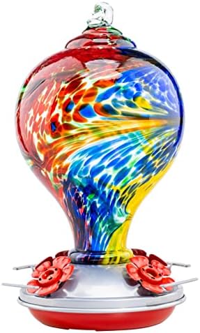 Muse Garden 32OZ Humming Bird Feeder Ant Moat,Gifts for Bird Lover,Gardening Backyard Decor Hummingbird Nectar Capacity,Nebula