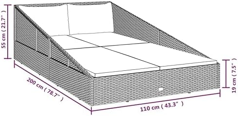vidaXL Patio Bed Gray 43.3"x78.7" Poly Rattan
