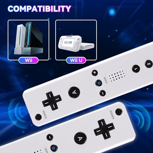 TechKen 2 Pack Wii Controllers with Wii Motion Plus Inside | Shock Wii Nunchuk Controller | Compatible Nintendo Wii, Motion Plus Wii Controller