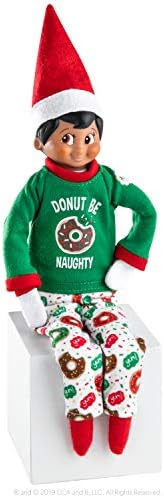 The Elf on the Shelf Donut Pajama Outfit - 2019 Retro Claus Couture Sleepover Set (Two Piece) - Cute Christmas Themed PJ Outfit For Both Boy and