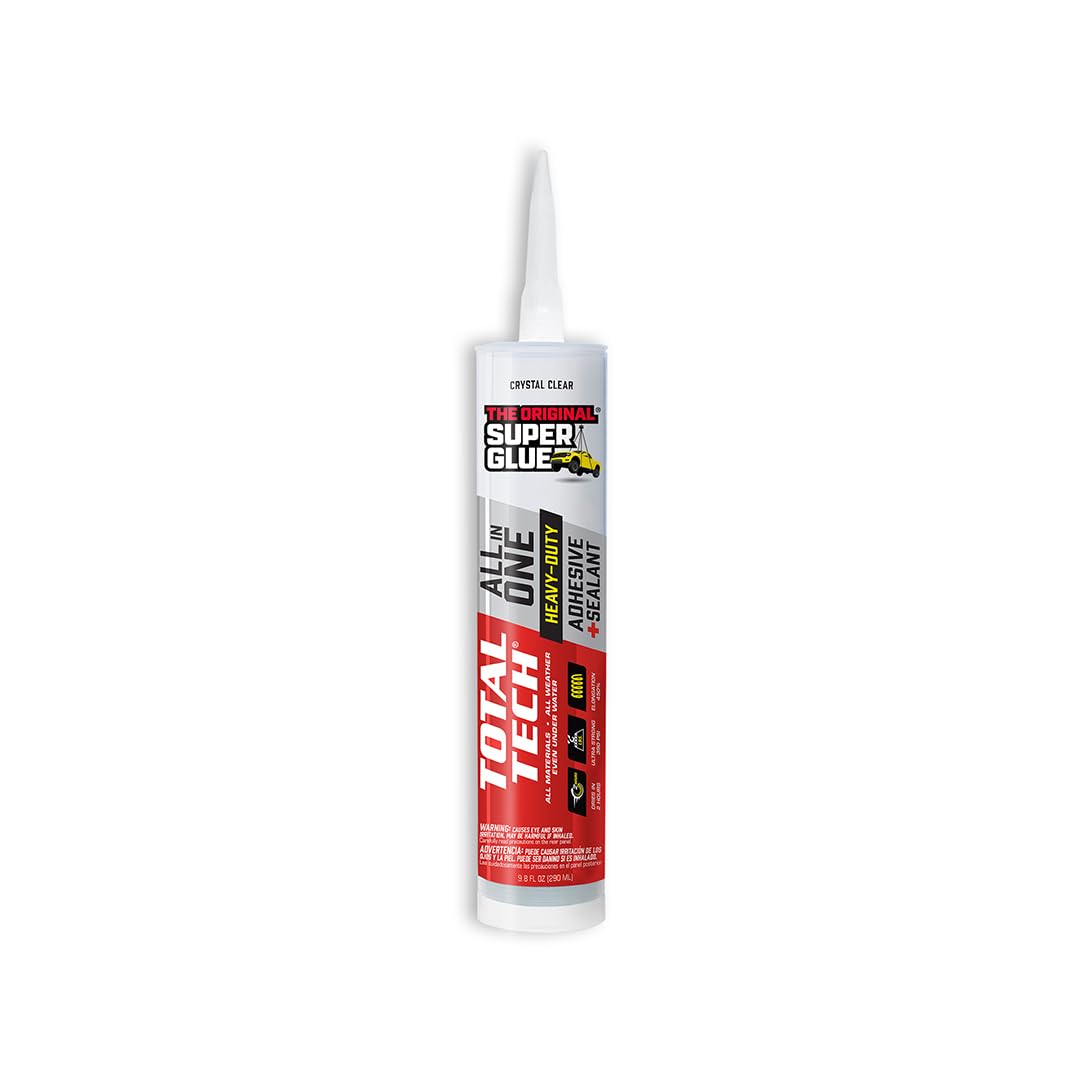 Total Tech, White, 9.8oz Cartridges, Heavy-Duty Construction Adhesive & Sealant Caulk, Flexible, All-Weather, Watertight, UV-Resistant, High Strength, Instant Grab, Ideal for Pools, Bathtubs