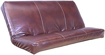 Full Size Camel Futon Cover Only Bonded Leather Premium Collection Fits 6-8 inch Futons Mattress (Havana)