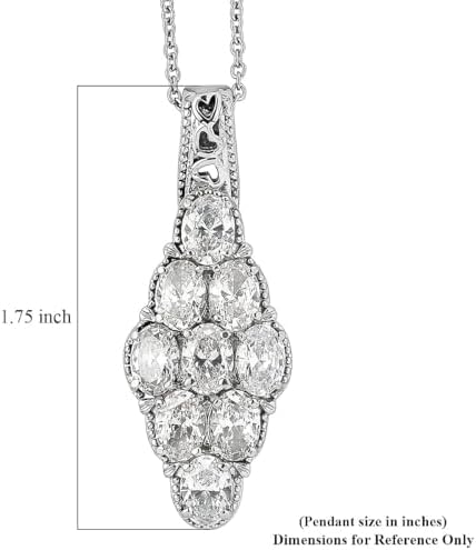 Cubic Zirconia Pendant Necklace in Stainless Steel 20 Inches