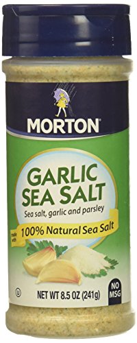 Morton Garlic Sea Salt, Seasoning Blend, 8.5 oz, 1 Pack | with ground garlic and parsley, no MSG, multi-pack shaker for spice rack, grilling seasoning