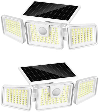 INCX Solar Lights Outdoor, 3000LM Motion Sensor Outdoor Lights, 2PCS, White