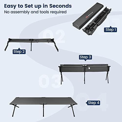 Goplus Folding Camping Cot with Carrying Bag, Portable Lightweight Outdoor Sleeping Bed for Adults Kids, 300LBS Weight Capacity