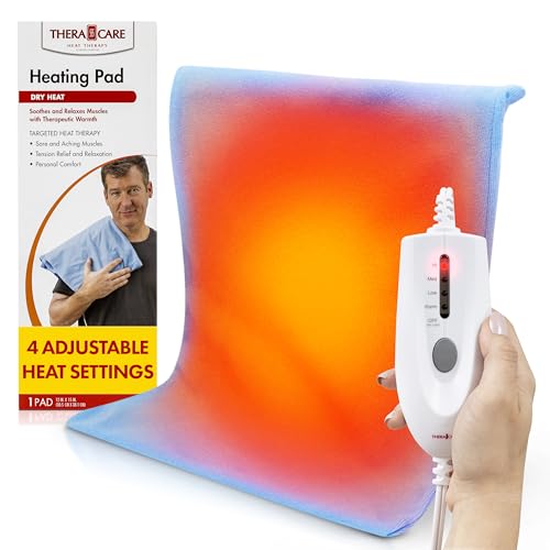Deluxe Heating Pad Moist/Dry Heat Therapy | Moist & Dry Heat Therapy for Sore Muscles, 4 Heat Settings, Sponge Included, Machine-Washable Cover
