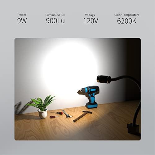 Magnetic Work Light, 9W Led Flexible Gooseneck with Adjustable Magnetic Base for Lathe Machine Milling Drill Press Workbench Industrial Lighting