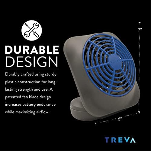 O2COOL Treva 5 in Portable Battery Powered Desk Fan 2-Speed Dark Blue | Yes