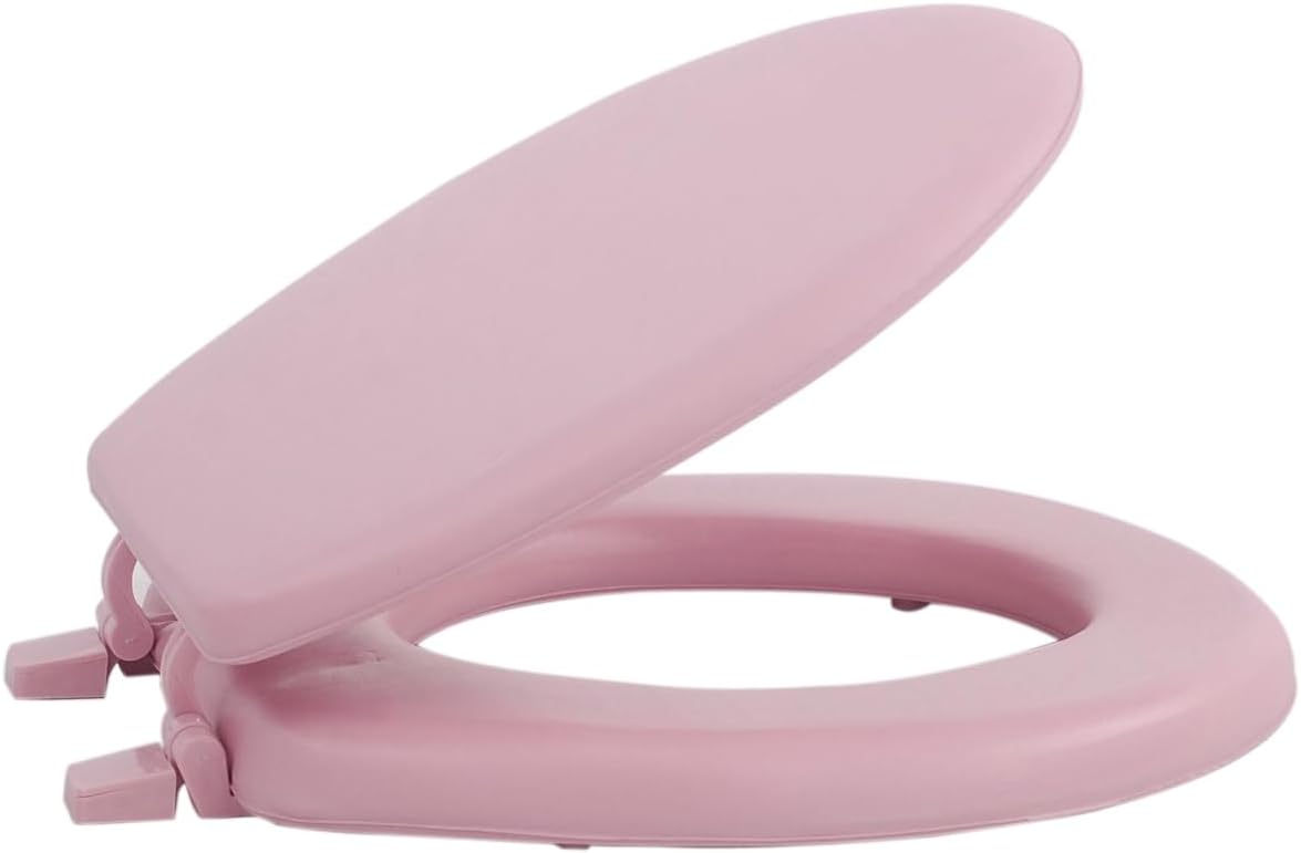 Soft Elongated Vinyl Toilet Seat, Black - 19 Inch Soft Vinyl Cover with Comfort Foam Cushioning - Fits All Elongated Size Fixtures - Easy to Install Fantasia by Achim Home Decor