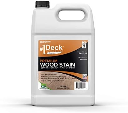 #1 Deck Premium Wood Stain - Semi-Transparent, Water Based, Sealer in One - 1 Gallon