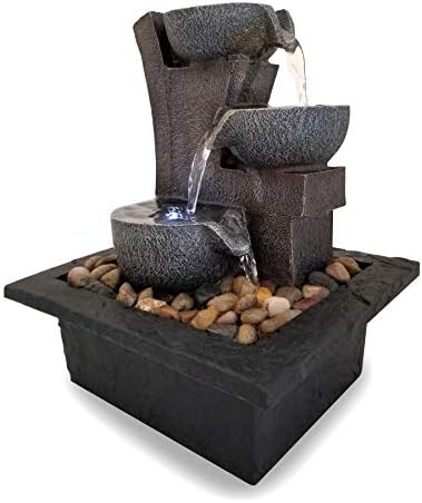 Danner Manufacturing, Inc., Aura Meditation Fountain with 3 Tiered LED Waterfall, Pack of 1, 03801