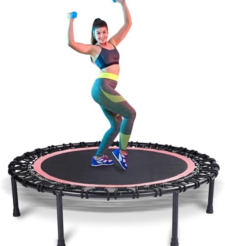 40" Mini Trampoline for Adults, Fitness Rebounder with Elastic Bands, Indoor Exercise Trampoline, Low Impact Workout Equipment for Home Gym