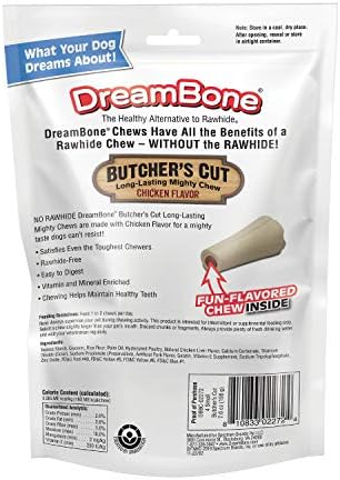 DreamBone Butcher’s Cut Chews 4 Count, Rawhide-Free Chews For Dogs, With Chicken-Flavor Chew Center | For the Toughest Chewers