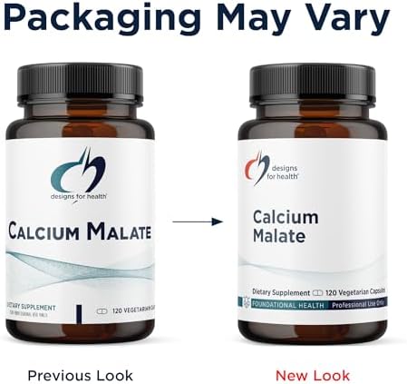 Designs for Health Calcium Malate - 500mg Calcium Malate Chelate + Vitamin D (D3) Bone Support Supplement for Women + Men - Non-GMO (120 Capsules)