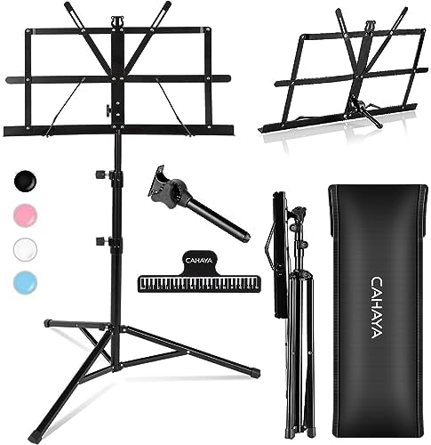 CAHAYA Sheet Music Stand Portable Folding Dual Use Desktop Book Holder
