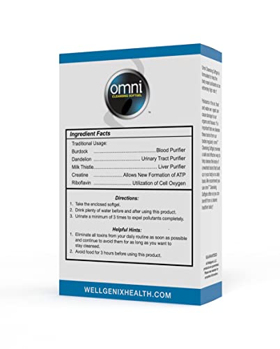 Wellgenix Omni Herbal Detox Cleanse Softgel: Fast Acting Body Detox, Quick Flush Toxin Removal, Herbal Cleanse Detox to Flush Your System, 1 Fast Acting Softgel