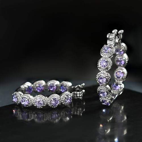 Purple Cubic ZirconiaEarrings in Stainless Steel