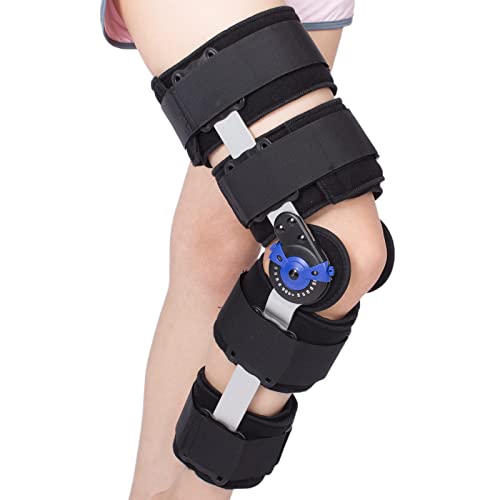 Hinged ROM Knee Brace Post Op Knee Support Adjustable Knee Immobilizer with Side Leg Stabilizers for Men and Women for Meniscus Tear, Arthritis, ACL
