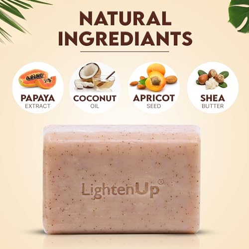 OMIC LightenUp, Exfoliating Soap - 200g / 7fl oz - Skin Brightening Soap, Cleansing Bar, Formulated to Fade Dark Spots, with Apricot, Glycerin