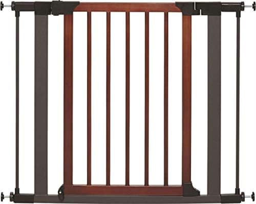 Midwest Homes 39-Inch Steel Walk-Thru Dog Gate, Expands to 38" | Pressure Mounted, Expands 29.5"- 38" Wide, Auto-Close Door, Spring-Loaded Latch, Includes Two 3" Extensions