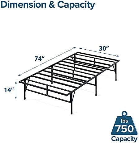 ZINUS SmartBase Compack Mattress Foundation, 14 Inch Metal Bed Frame, No Box Spring Needed, Sturdy Steel Slat Support, Full